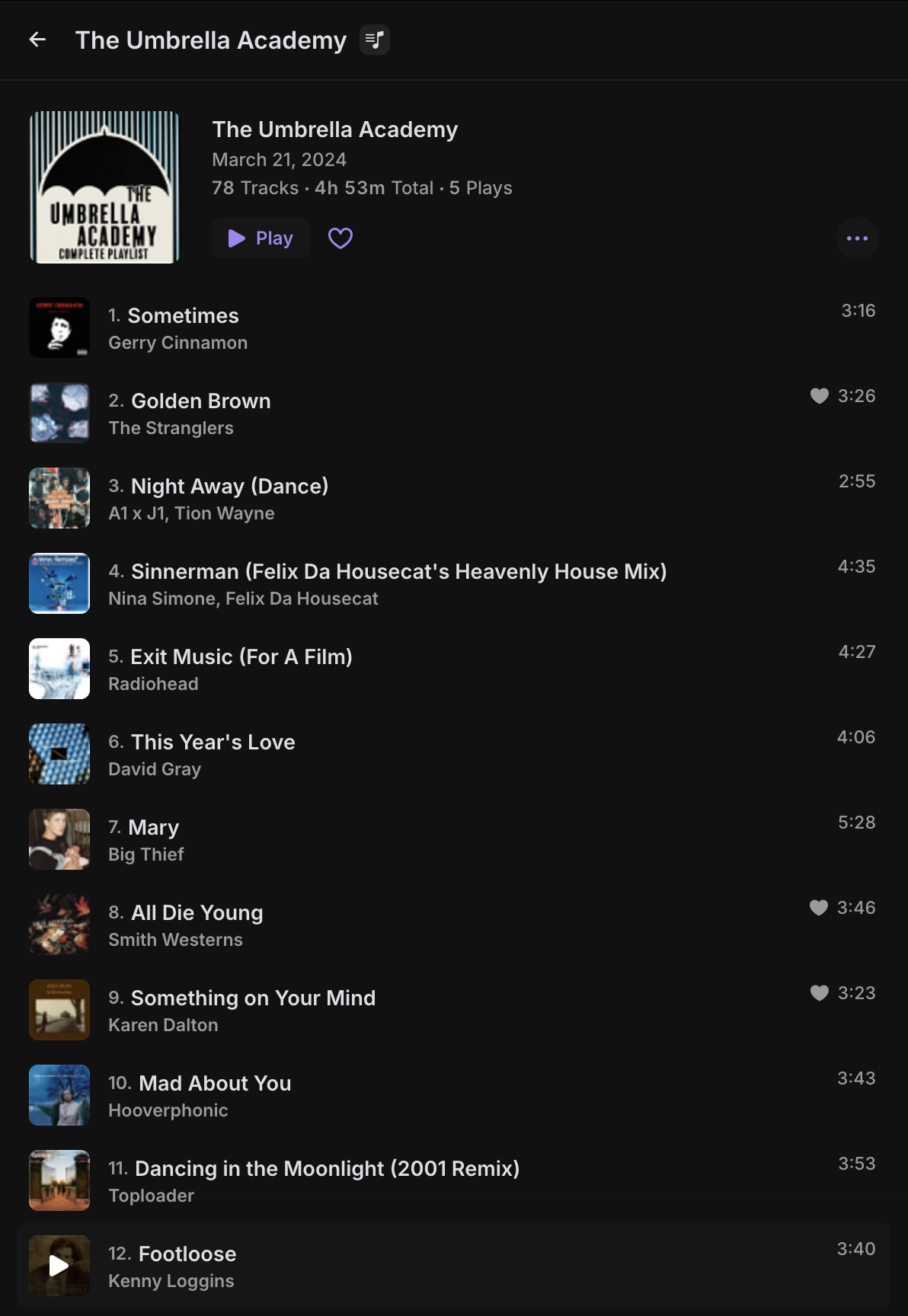 Playlist dark variant