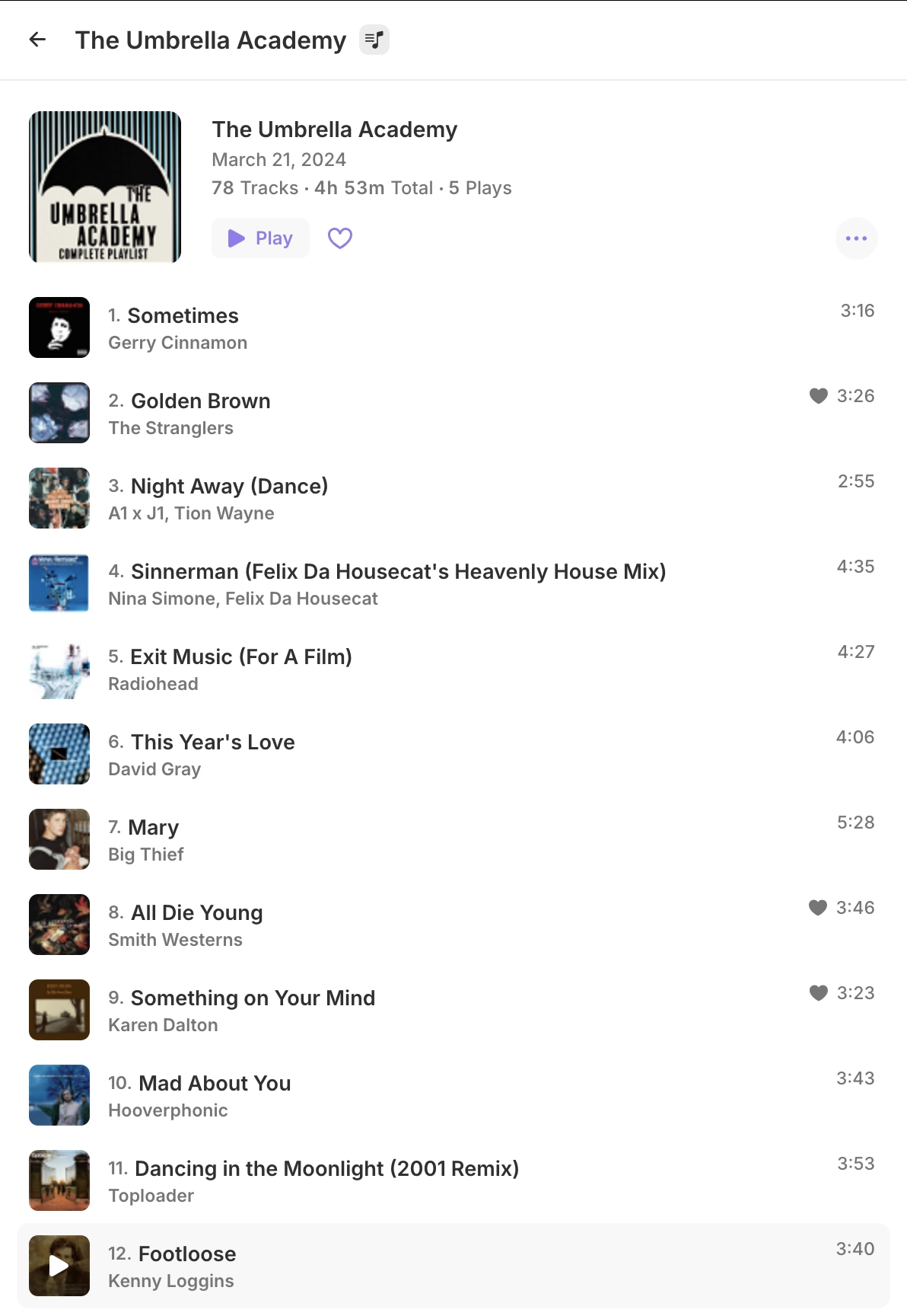 Playlist light variant
